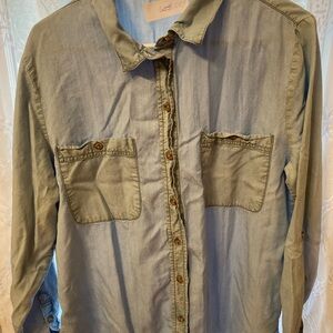 🌿 Social Standard by Sanctuary Chambray Button-Up Shirt | Light Blue | Size L 🌿